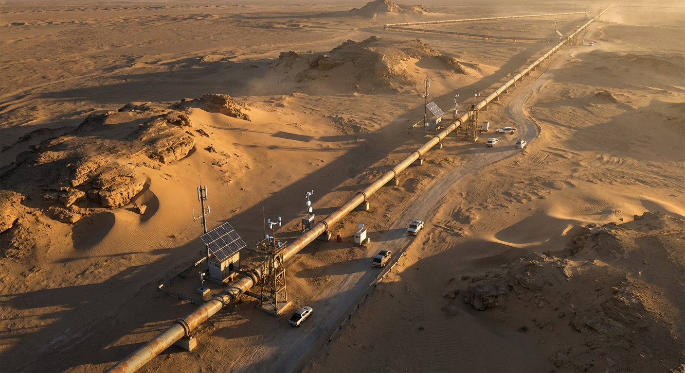 Aerial view of a utility and infrastructure corridor